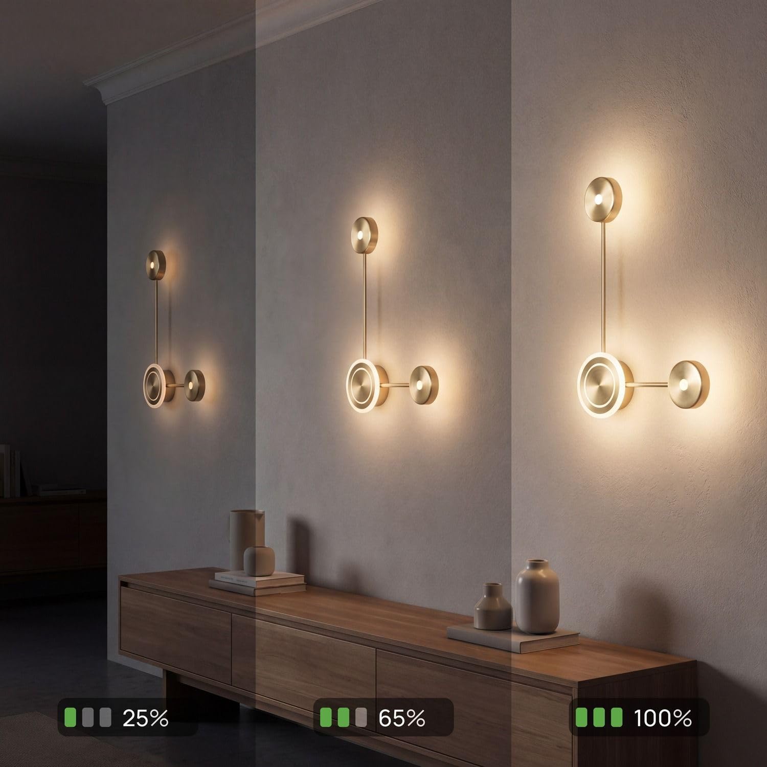 Lampada da parete a LED in alluminio dorato per soggiorno camera da letto sala da pranzo e corridoio H: 44 cm 3000 K bianco caldo dimmerabile elegante antiabbagliante applique a luce indiretta MORSAU