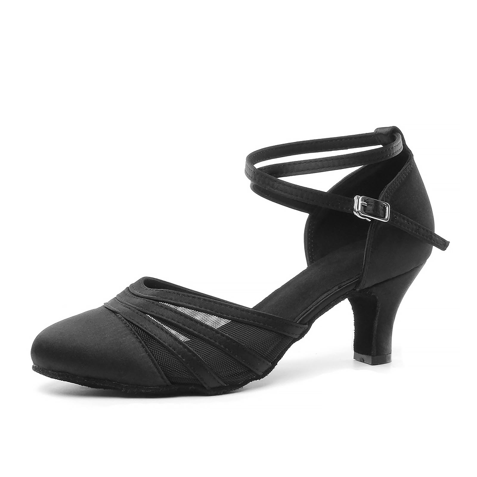 Chaussures de Danse Latine pour Femmes Chaussures de Danse Tango Valse Sociale Salsa en Mesh Satinee