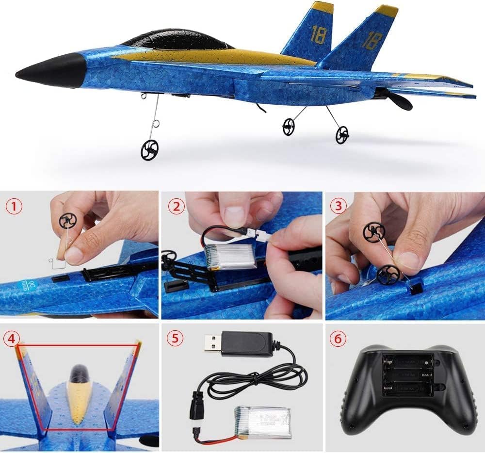 Ramus RC Airplane 2.4GHz 2CH Remote Control Airplane RC Glider for Beginner Adult Kids, Easy to Fly EPP Foam RC Aircraft Fighter with LED Light Multicolor 4