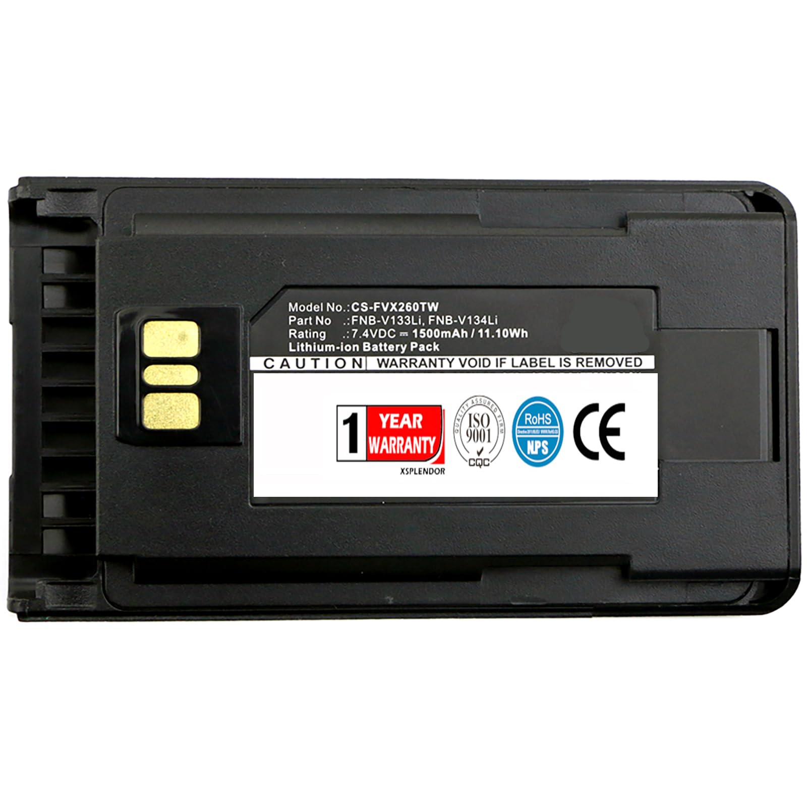 XSPLENDOR Replacement Battery for Vertex EVX-231 EVX-261 EVX-530 EVX-531 EVX-534 Part NO AAJ67X001 AAJ68X001 FNB-V133Li FNB-V134Li FNB-V138Li