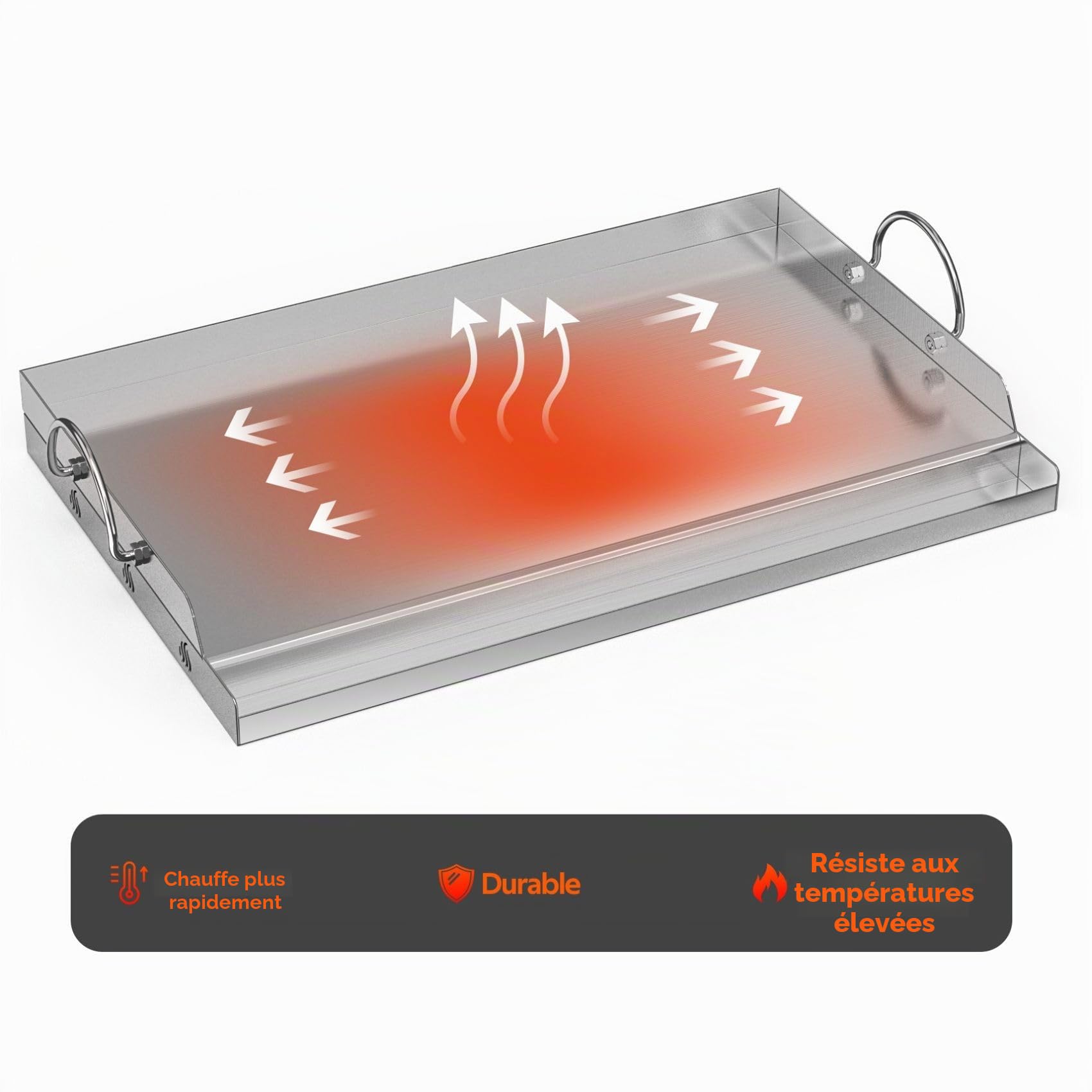 Onlyfire Grande Plaque Plancha en Inox 63.7 x 40.5 cm pour Barbecue Gaz Charbon