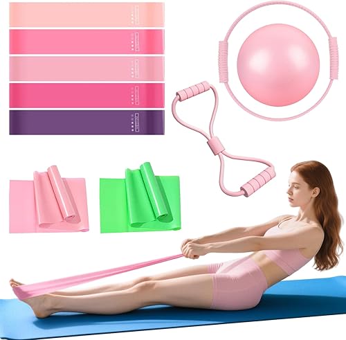 AO LI GEI Juego de anillos de pilates, 10 piezas, accesorios de equipo de pilates, entrenamiento en casa con anillo de yoga de círculo mágico de