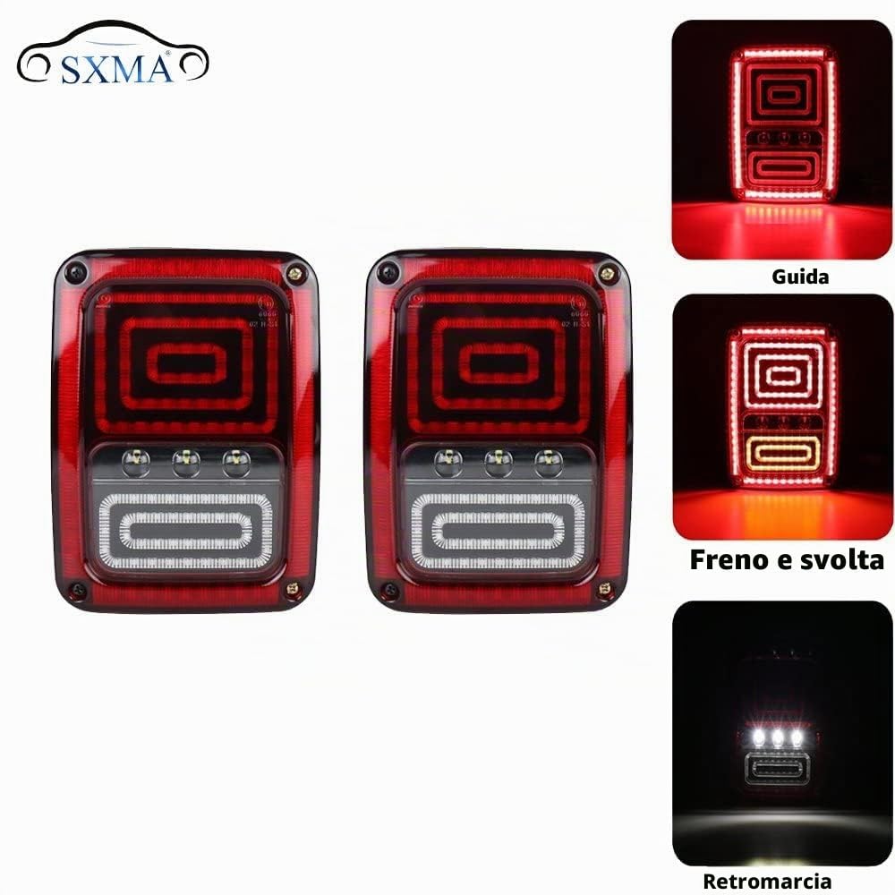 SXMA Coppia fanali posteriori Euro Paio stile Snake con freno Retromarcia retroilluminazione luce posteriore HL111