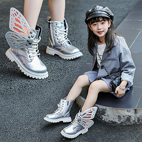 TangDao Kid Baby Girls Fashion Lace Up Leather Ankle Boots Detachable Butterfly Wings Side Zipper Outdoor Warm Short Snow Waterproof Boots for girls3
