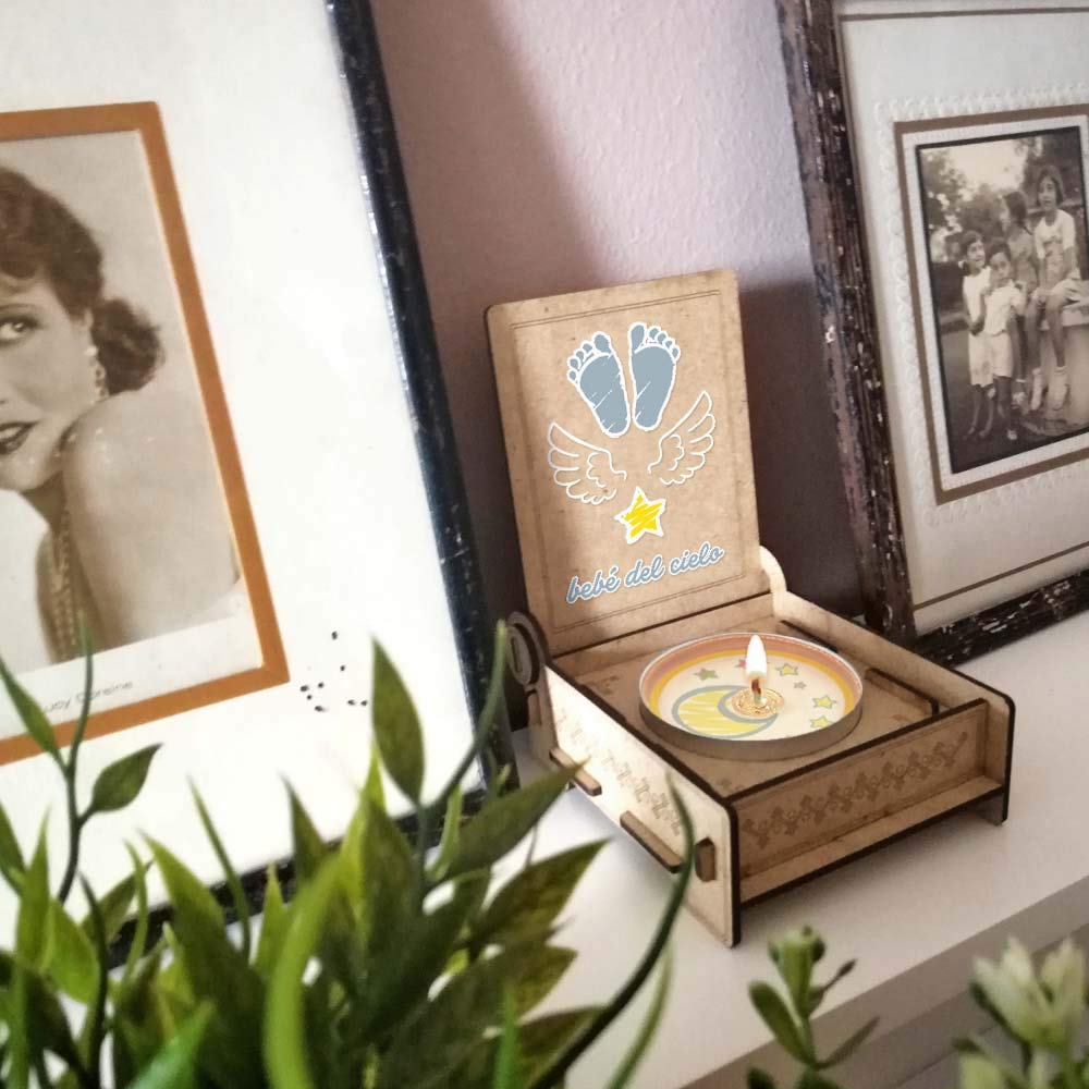 Caja De Recuerdos De Madera Para Luto - Estrella, Medidas 40x30x24 Cm, Personalizable, Hecha En La UE