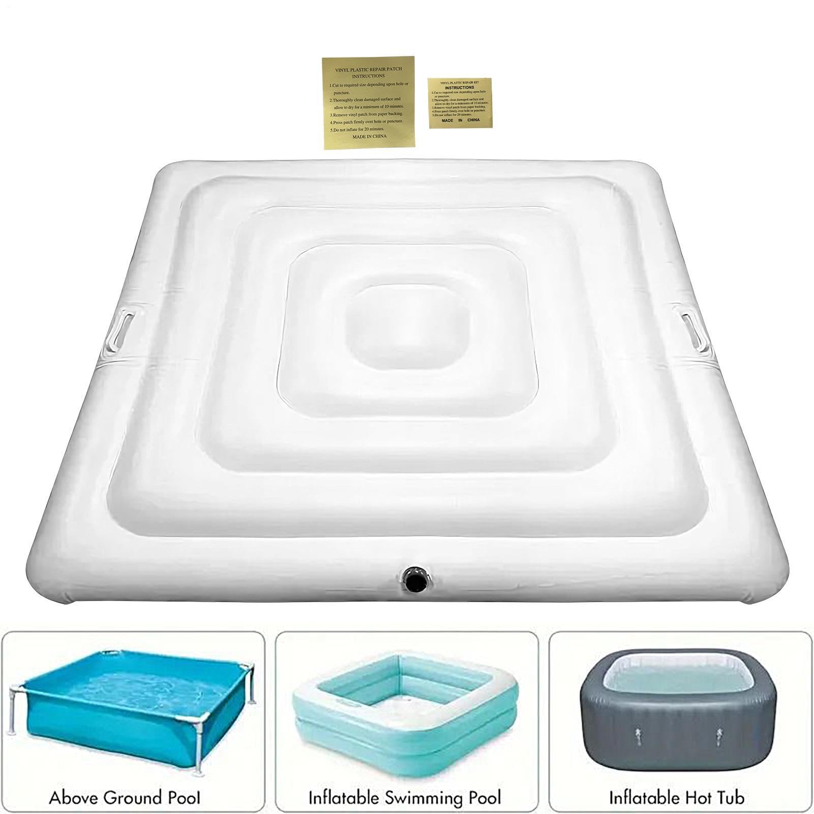 Tapa Cojín Cortaviento Impermeable Anti-UV | Aislante Térmica Cuadrada Plegable Con Asa Inflable Resistente Al Polvo Y Lluvia Para Hogar, Piscina, Jardín
