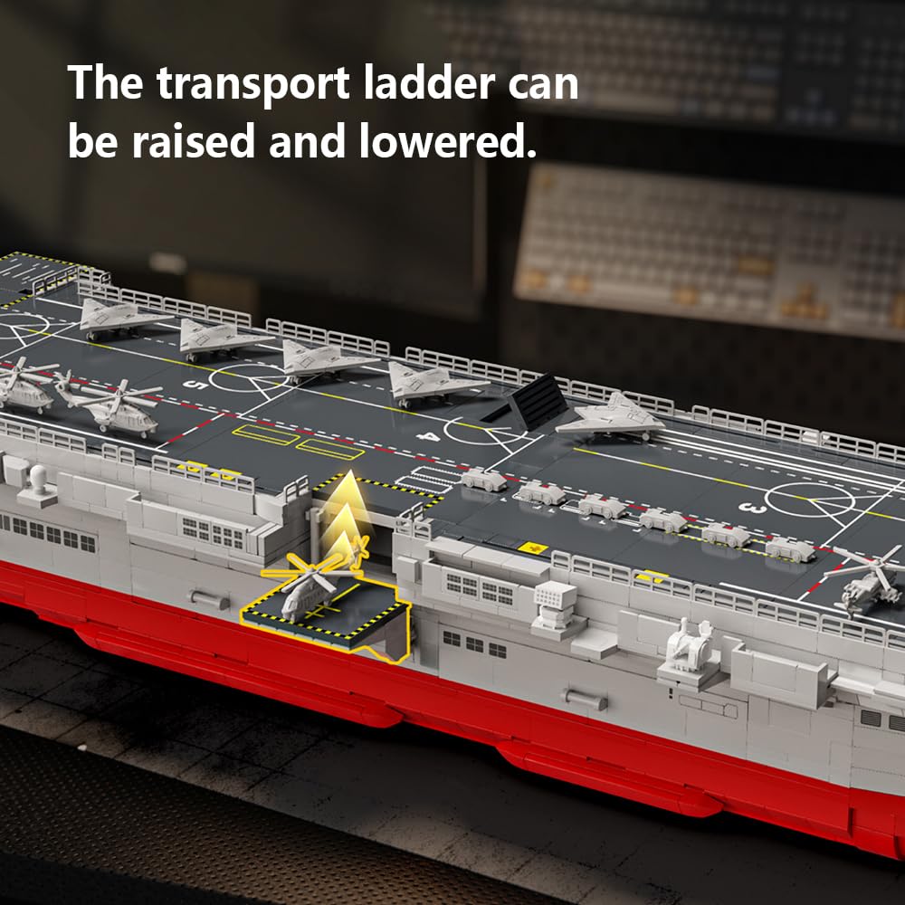 39045 Typ 076 Amphibische Assault Ship Bausteine Set, 4526 Teile der Militärserie 1:300 Skala Schlachtschiff Modell Bausteine Set, Erwachsene Sammelspielzeug Geschenk Schlachtschiff Modell