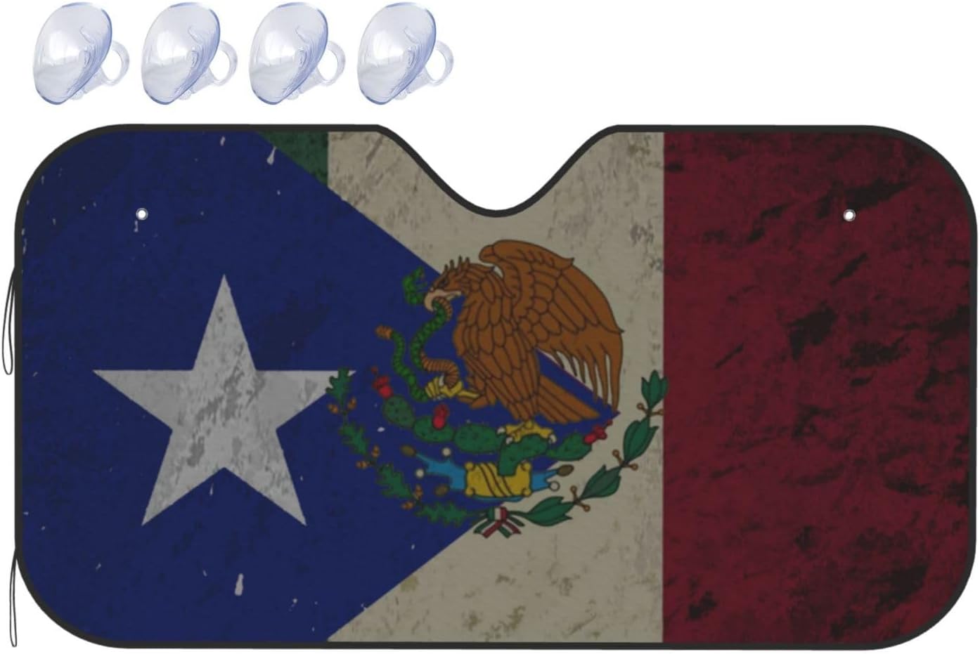 Mexirican Puerto Rican Mexican Flag Foldable Car Windshield Sunshade Blocks Heat and Sun Glare Uv Rays