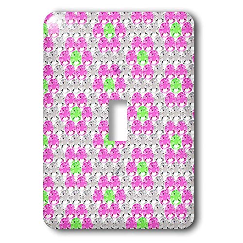 Imprimé vert à strass rose interrupteur simple plaque de finition bascule - 2