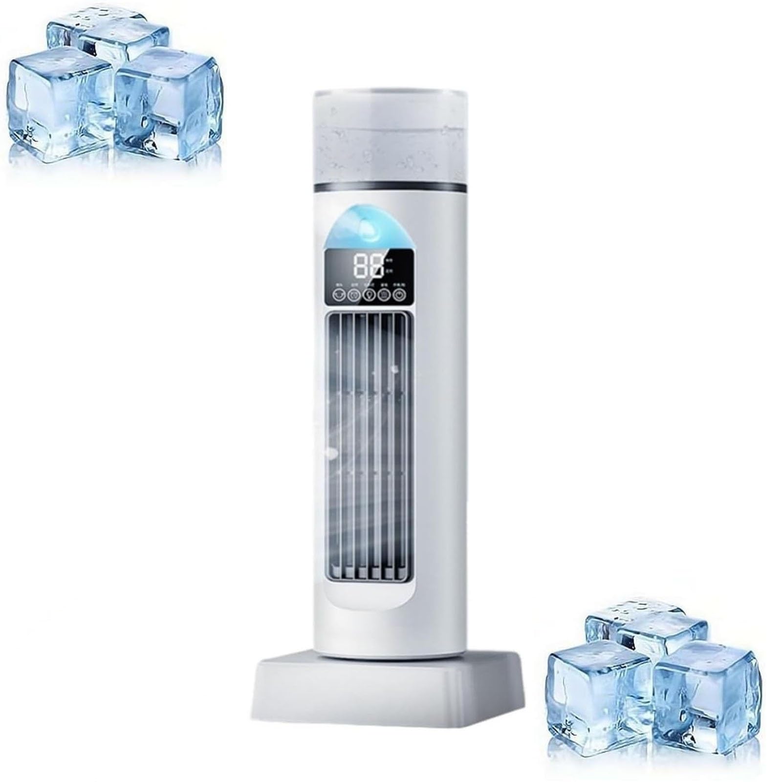 Raffrescatore D'aria, Condizionatore Portatile Con Telecomando | Raffrescatore Evaporativo Con Serbatoio, 6 Velocità, Display LED, Timer E Oscillazione 110°(White)