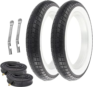 Pair of OG White Wall Slick II Tires P-1237 W/Heavy-Duty Tubes & LEVERS in 12" 1/2 X 2 1/4