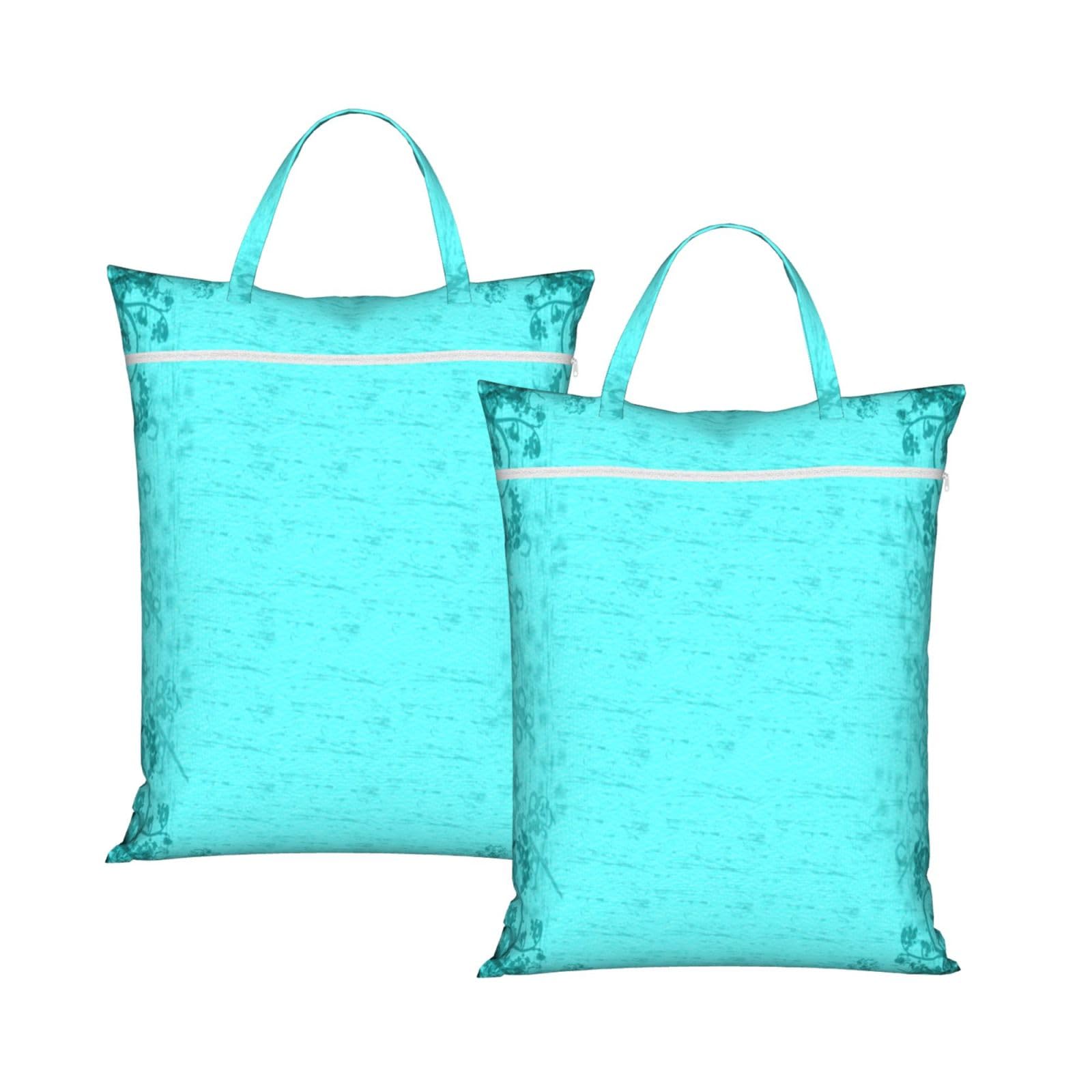YFSGDLBN Teal Blue printed Travel dirty laundry bag clothes pack Storage Basket Bag