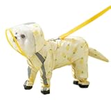 Waterproof Dog Raincoat&comma;Full Coverage 4 Legs Dog Rain Jacket for Small Medium Dogs&comma;Pet Rain Coat with Hood&comma;Reflective Strips&Leash Hole Outdoor Raincoat Dogs &lpar;X-Small（tag Size S）&comma; Pineapple&rpar;