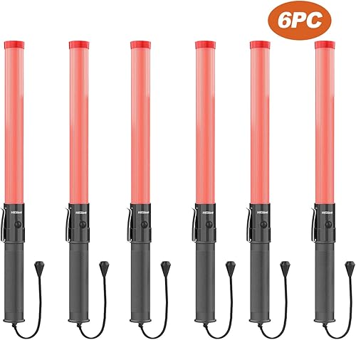 Miniatura 8 de HiGiant Paquete de 6 varitas de tráfico de 16 pulgadas, bastón de control de tráfico LED, pequeñas varitas de luz naranja con modos intermitentes,