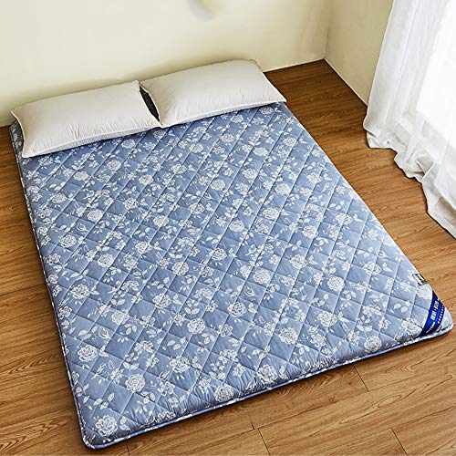 QXTT Colchón Futón Japonés Tatami Cojín Colchón Futón Suave 6cm Gruesas Tatami Futón Japonés Cama Sleeping Pad Dormitorio Estudiantil Cojín Acolchado Litera Individual,Blue-200x220cm