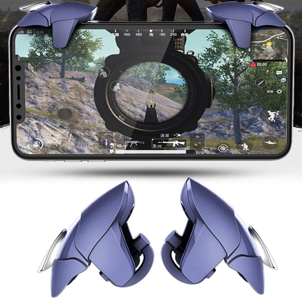 Trigger di gioco, Metal Mobile Shark Gamepad Joystick per PUBG Mobile Gaming Trigger Fire Button Mirare per Key L1 R1 Shooter Controller, Blu