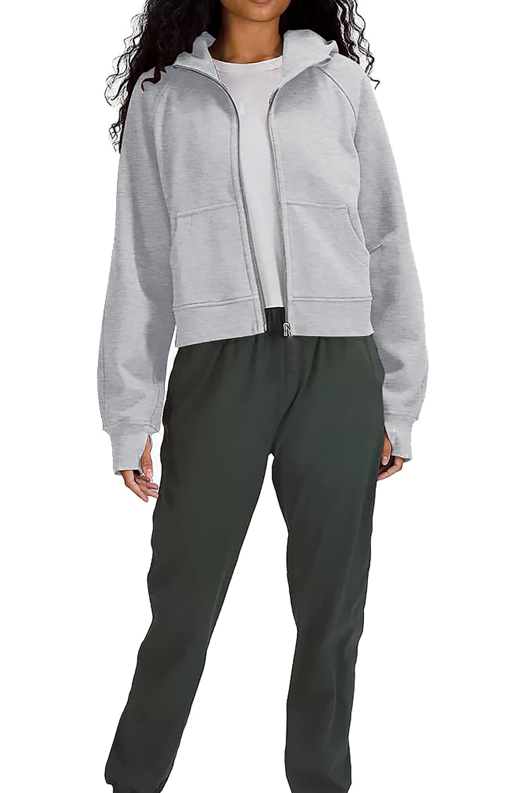 Timuspo Sweat à capuche pour femmes, avec fermeture éclair, pour l’automne et l’hiver