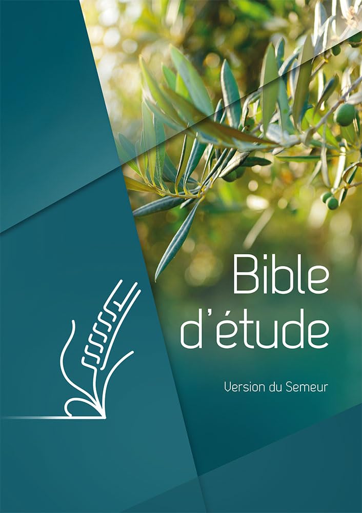 Bible d’étude, version du Semeur: Couverture rigide verte, motif olivier, tranche blanche