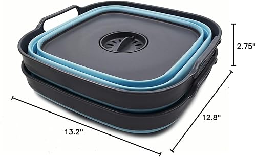 Miniatura 7 de SAMMART Sartén plegable de 10 L (2.64 galones) con tapón de drenaje, lavabo plegable - Tina portátil para lavar platos, bandeja de almacenamiento de