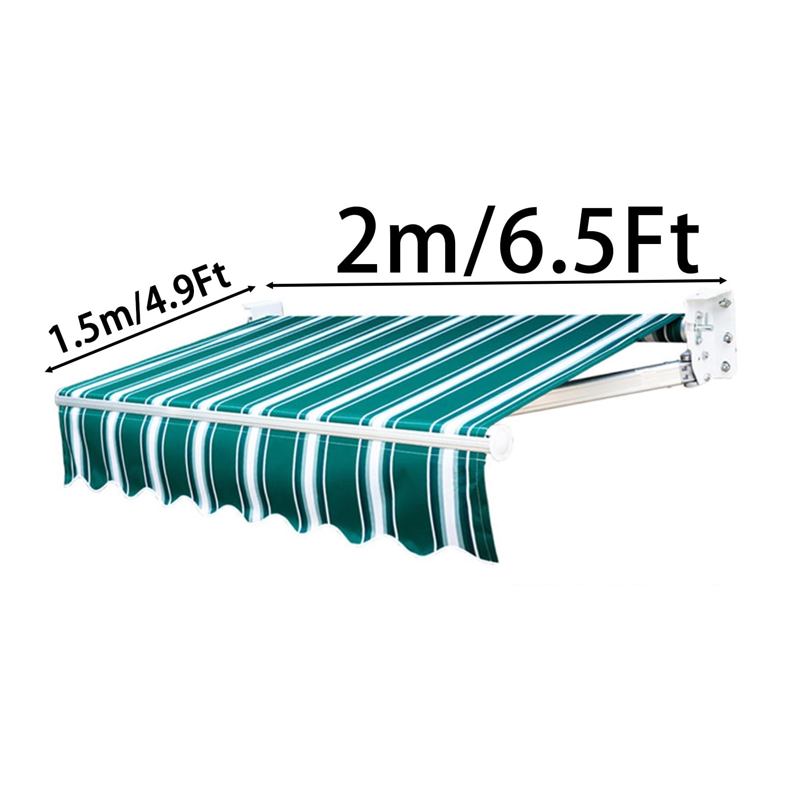 Tenda da Sole Tendalino Retrattile 6,5'x4,9', Parasole per Porta Finestra Manuale con manovella Manuale(Red And White Stripes)