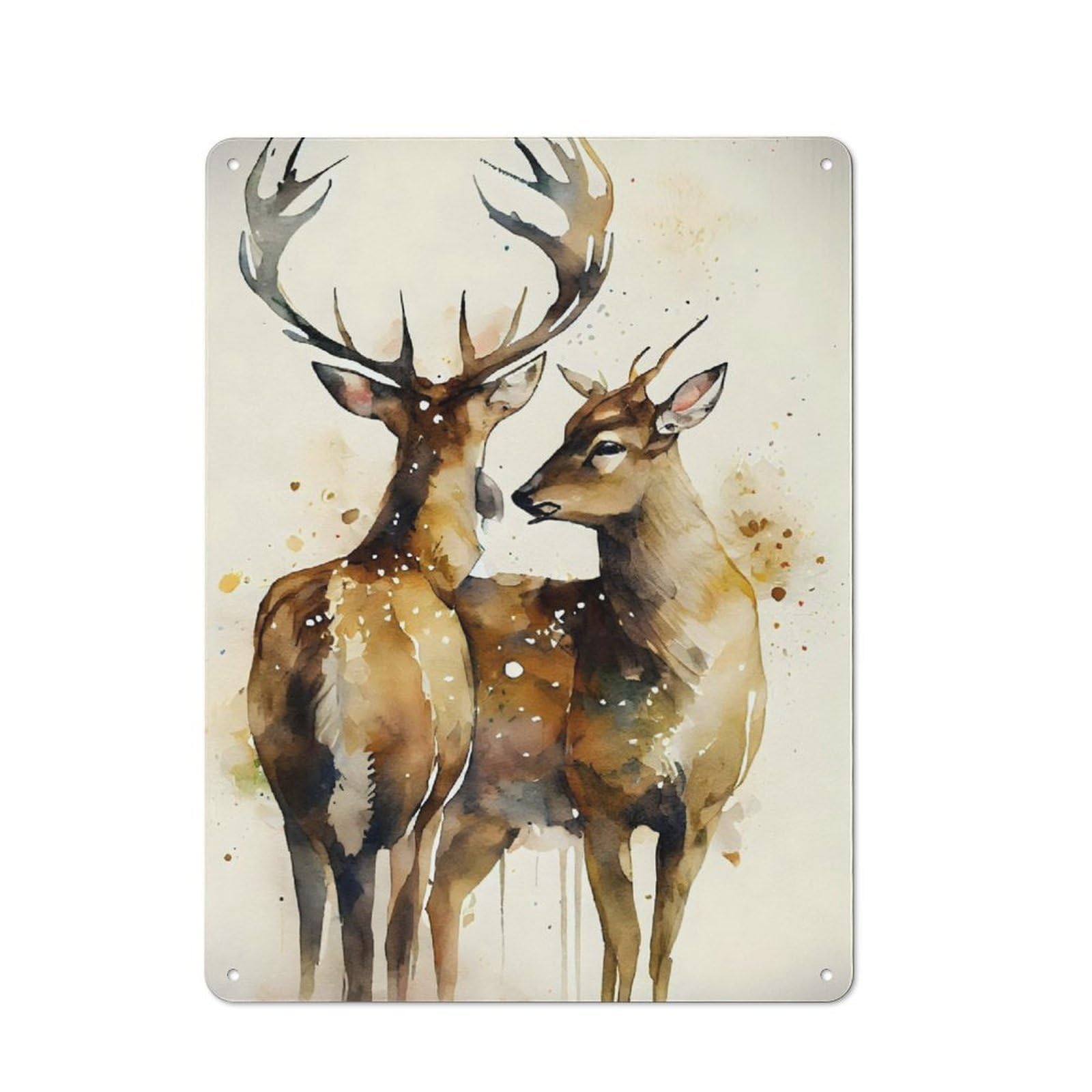 Junmoney Wild Romance Deer Couple Vintage-Inspired Tin Sign 40X30cm For Garage Or Workshop, For Garage, Workshop And Man Cave Decoration