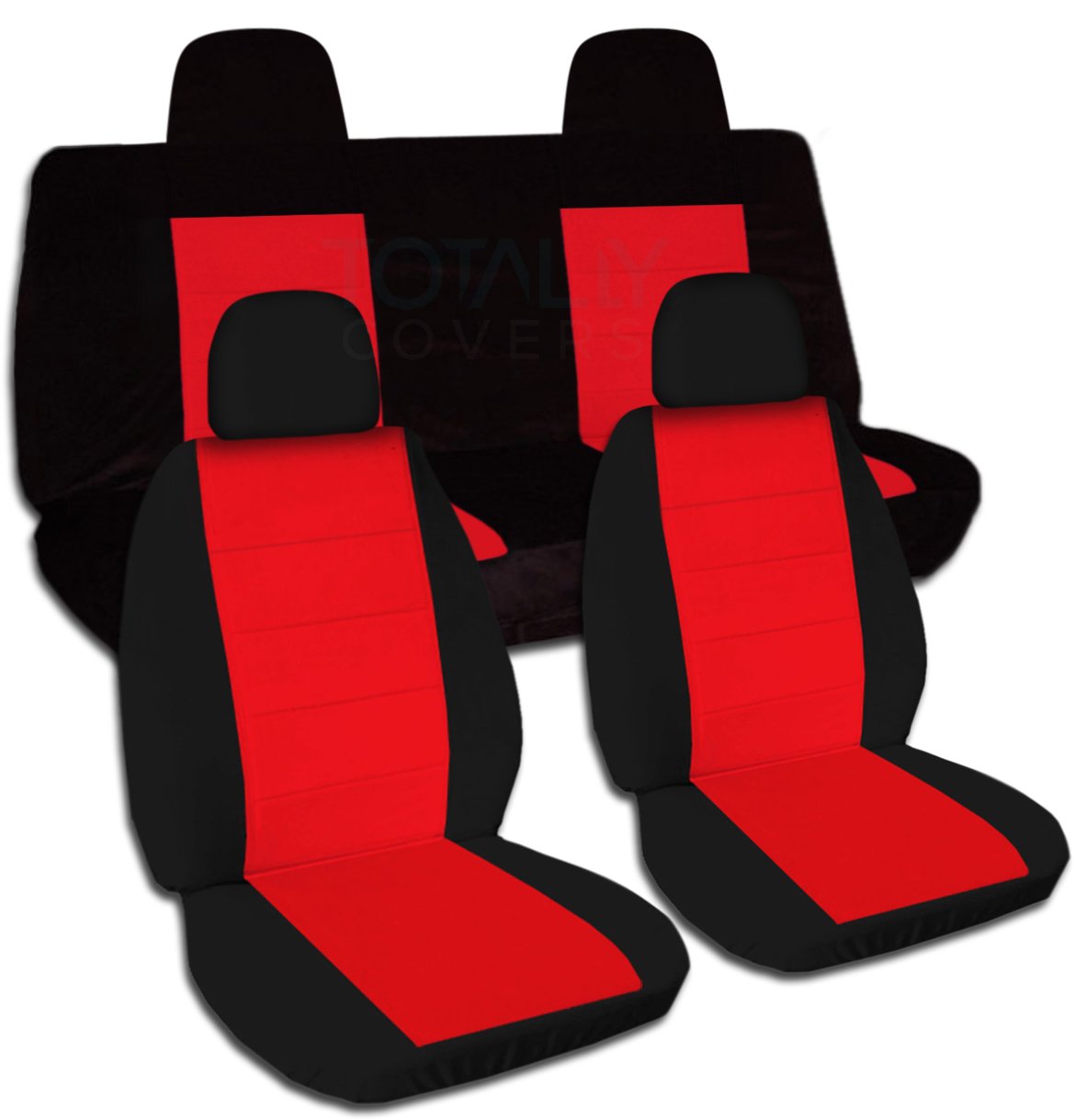 Totally Covers compatible with 2007-2017 Jeep Compass/Patriot Two-Tone Seat Covers: Black & Red - Full Set (21 Colors) Front Buckets & Split Rear Bench Compatible