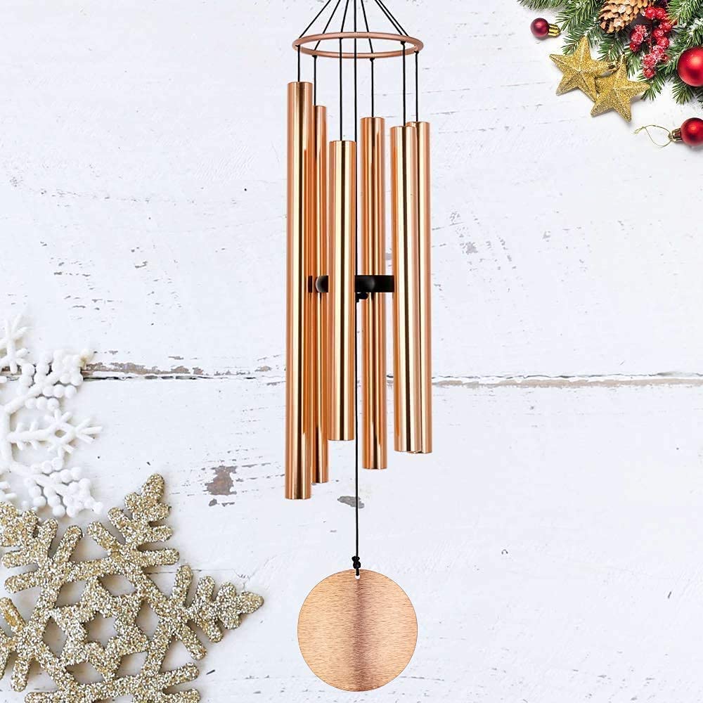 NATURAL MELODY Rose Gold Wind Chimes for Home Positive Energy | Wind Chimes for Balcony Bedroom with Sweet Sound (36 inch Long) Rose Gold-image-25