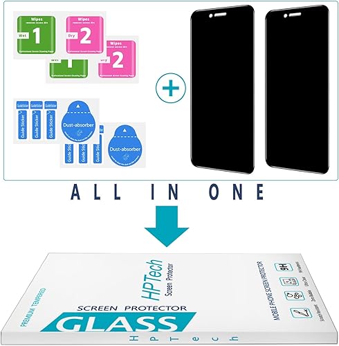 Miniatura 7 de HPTech Paquete de 2 protectores de pantalla de privacidad diseñados para iPhone 11 Pro Max, XS Max de 6.5 pulgadas, vidrio templado antiespía,