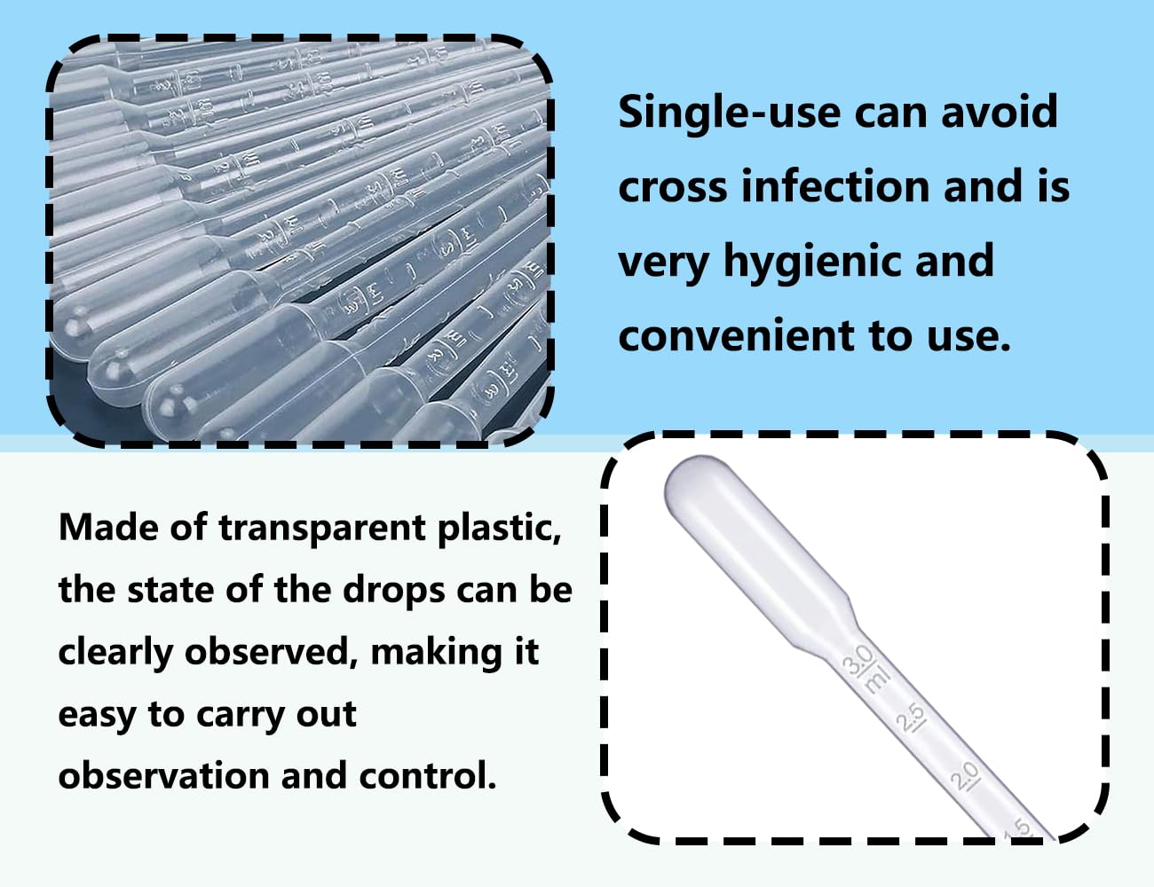 Pipette in plastica KAPSING da 3 ml con scala trasparente - Confezione da 120