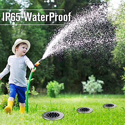 Bzavor 8er Solar Bodenleuchte Aussen, 12 LEDs Leuchten Mit Upgrade Solarpanel Gartenleuchte Strahler Deko für Rasen, Gehweg, Pool, Terrassen (Warmweiß)