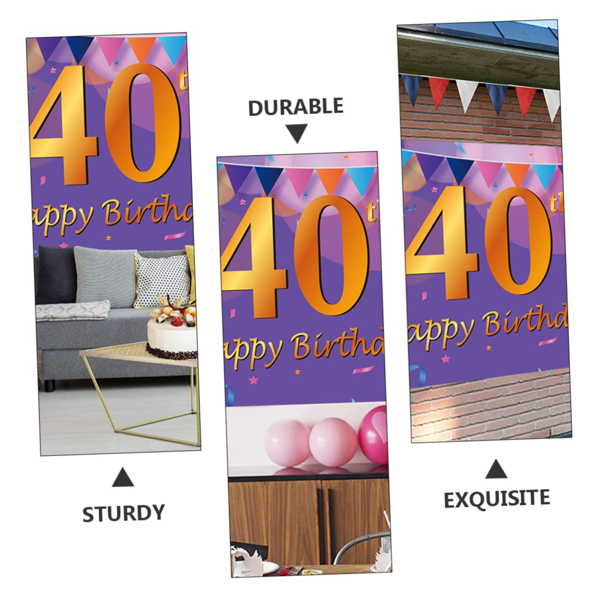 DOITOOL 2 Pezzi Di Compleanno Banner Finiture In Oro Ciondolo In Oro Compleanno Stand Prop Festa Di Compleanno Decorazioni In Oro 40Esimo Compleanno Stamina Banner Pendenti