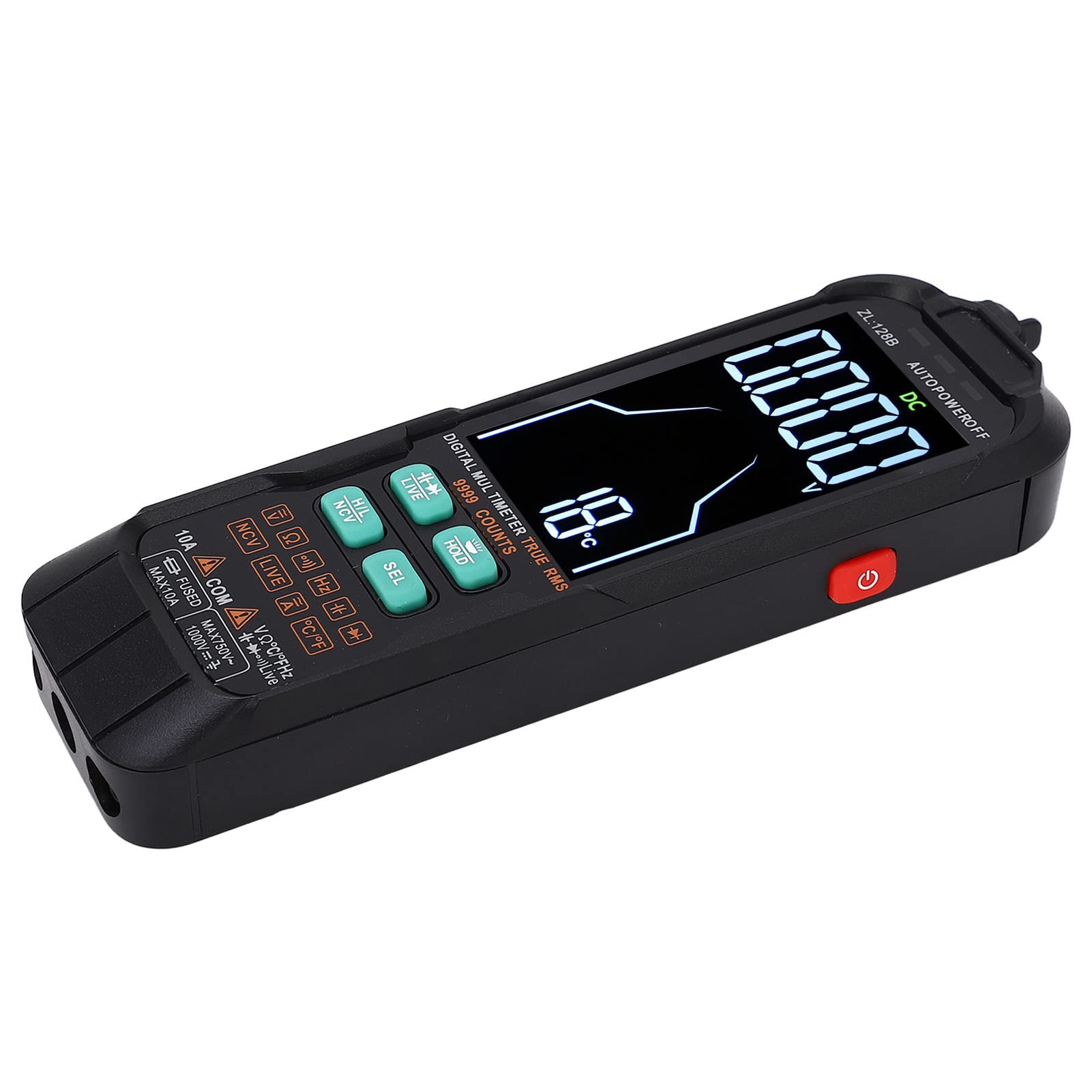 Digitales Multimeter, tragbar, großer Bildschirm mit Hintergrundbeleuchtung, 1000 mAh, Strom- und Spannungsmesser, 0–1000 V, automatischer Bereich, sichere schnelle Messung für