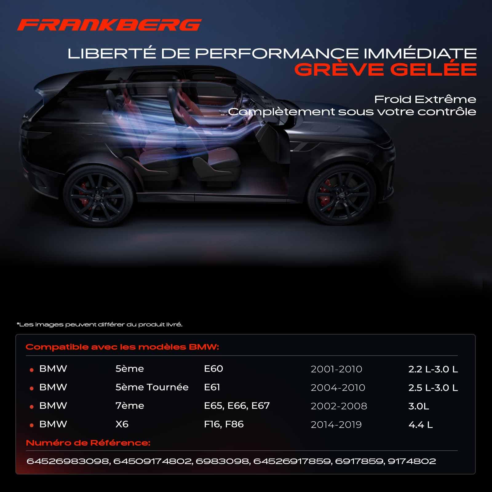 Frankberg Compresseur de Climatisation avec embrayage Compatible avec Série 5 E60 Série 5 break E61 Série 7 E65 E66 E67 X6 F16 F86 Remplacer# 64526917859, huile incluse