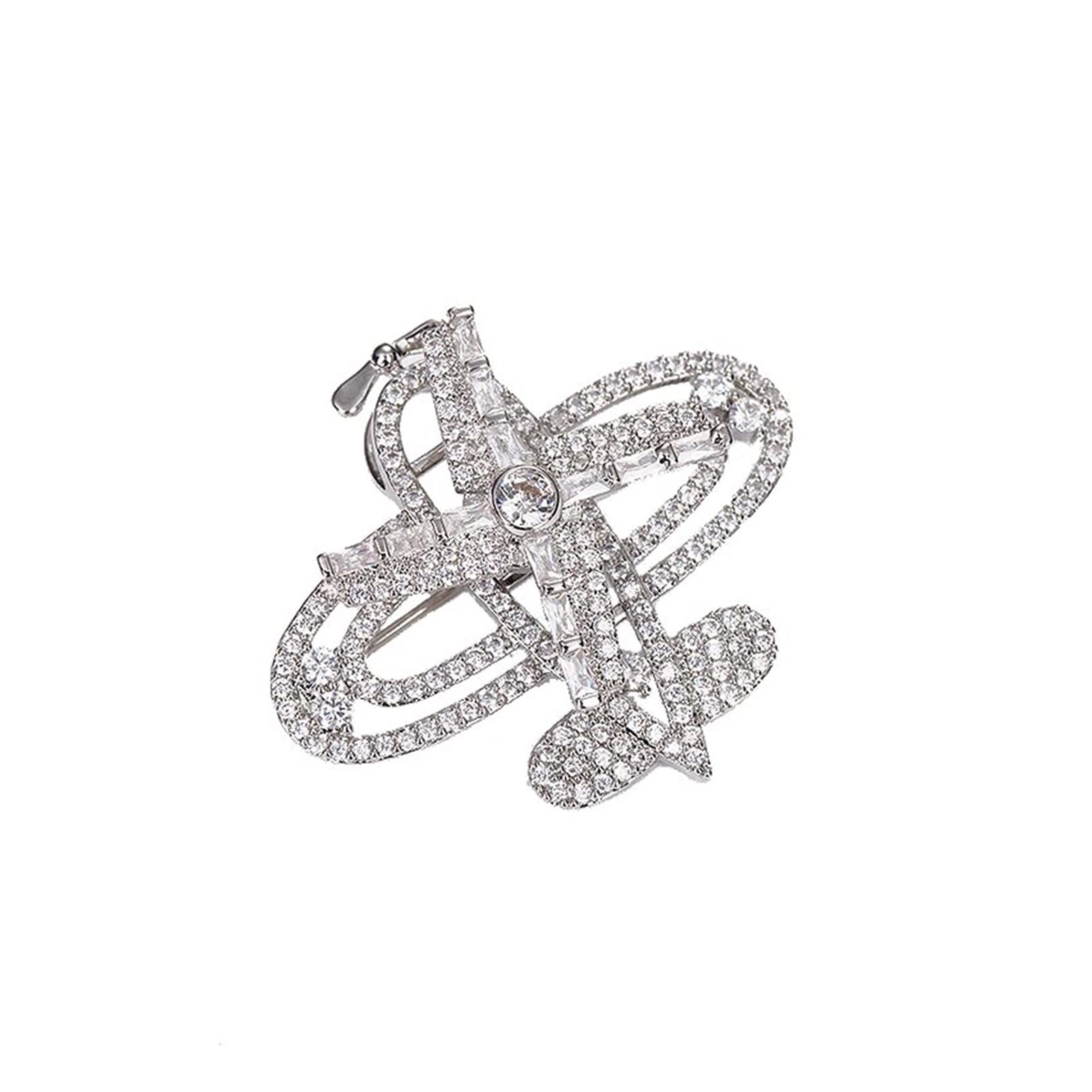 Funkelnde Spinner-Flugzeug-Brosche mit kubischem Zirkonia, vergoldet, weibliche Broschen, Anstecknadeln, Schmuck