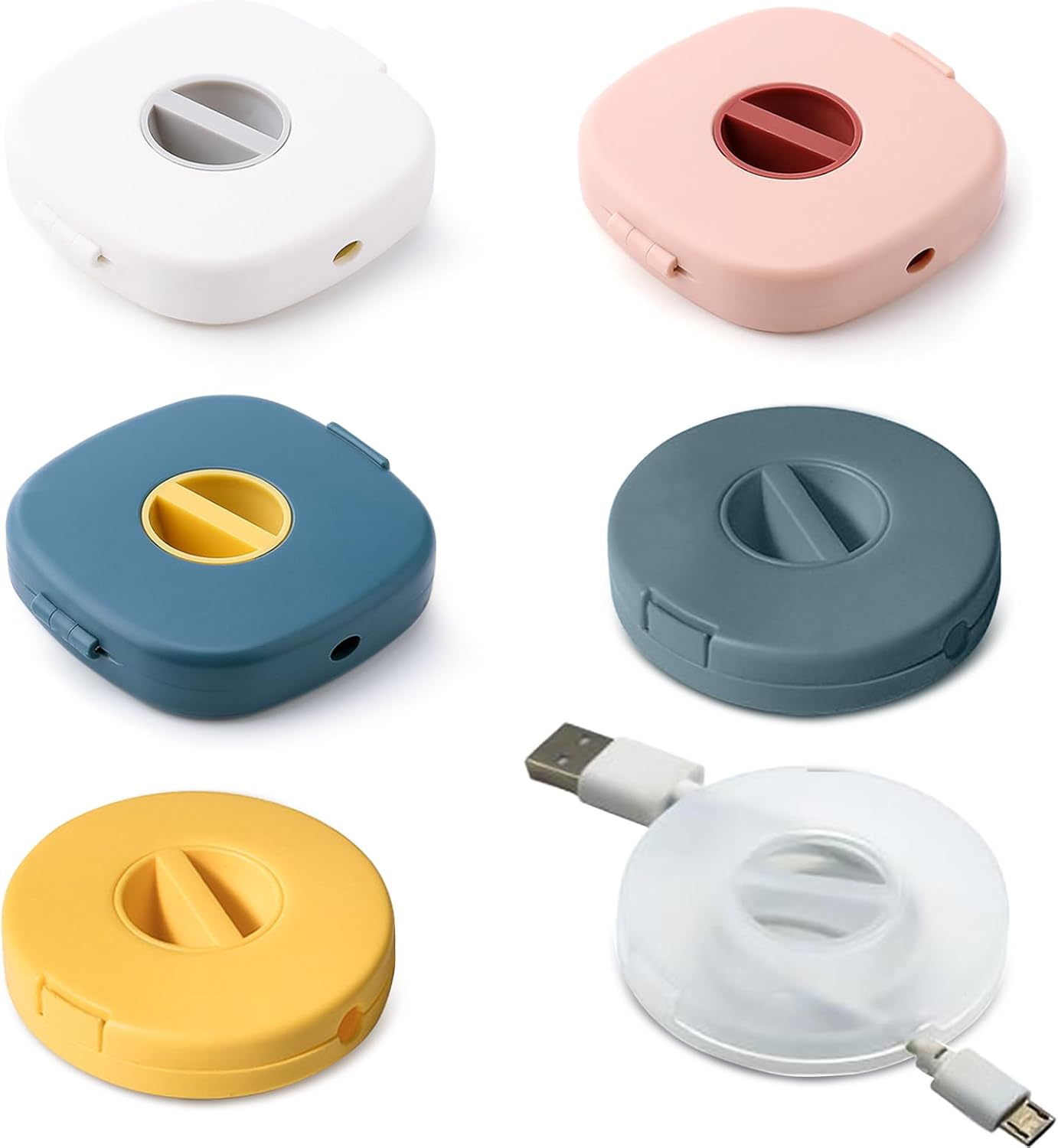 6PCS Charging Cable Organizer, 2 Shapes Portable Cable Winder, Retractable Travel Cord Organizer Keeper Box for Wrapping Earbuds USB Phone Mouse Cords Earphone Wire Charger 6PCS Charging Cable Organizer, 2 Shapes Portable Cable Winder, Retractable Travel Cord Organizer Keeper Box for Wrapping Earbuds USB Phone Mouse Cords Earphone Wire Charger