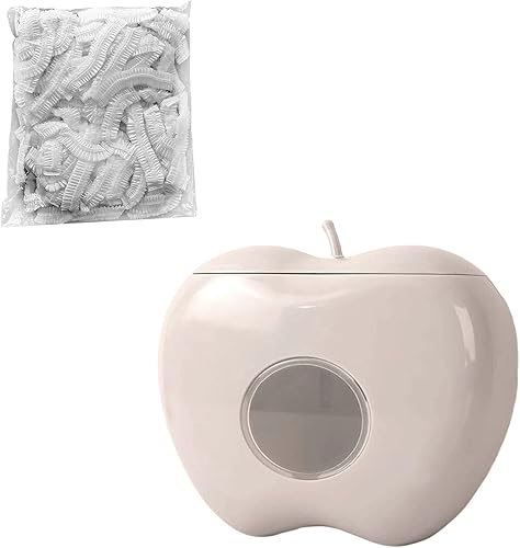 Caja de almacenamiento de plástico, almacenamiento extraíble sin perforaciones, dispensador de pared en forma de manzana con 100 envolturas para