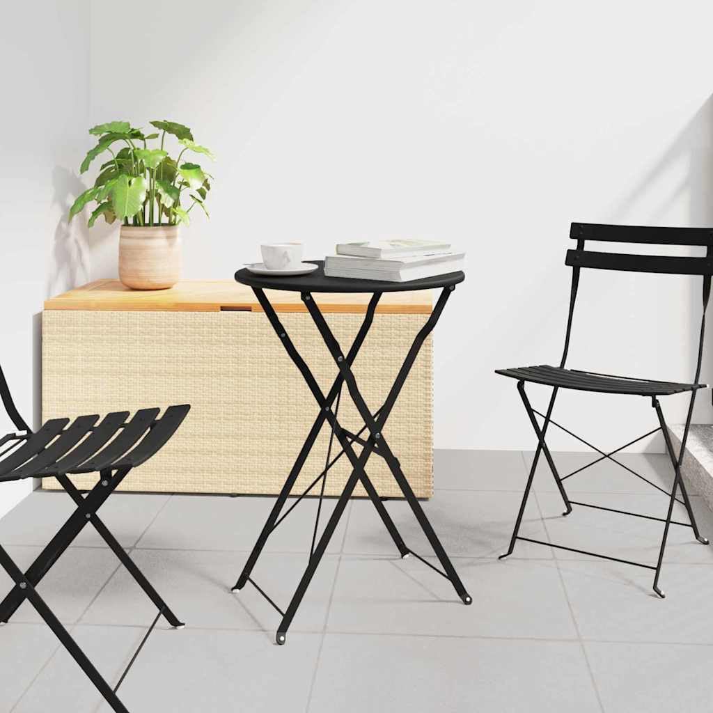 SXZenSpace Folding Bistro Table Outdoor 50 cm Round Powder-coated Steel Anthracite 71 Height Foldable Garden Coffee for Balcony Patio Terrace