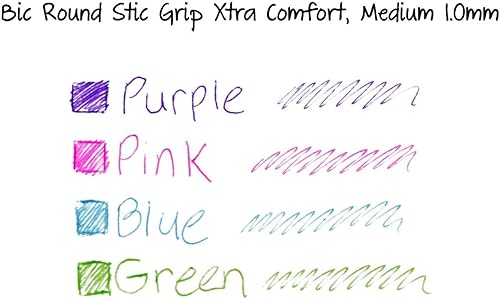 Miniatura 4 de BIC Round Stic Grip Xtra Comfort Fashion - Bolígrafos de punta redonda paquete de 16 unidades color azul pastel verde rosa morado 0039in