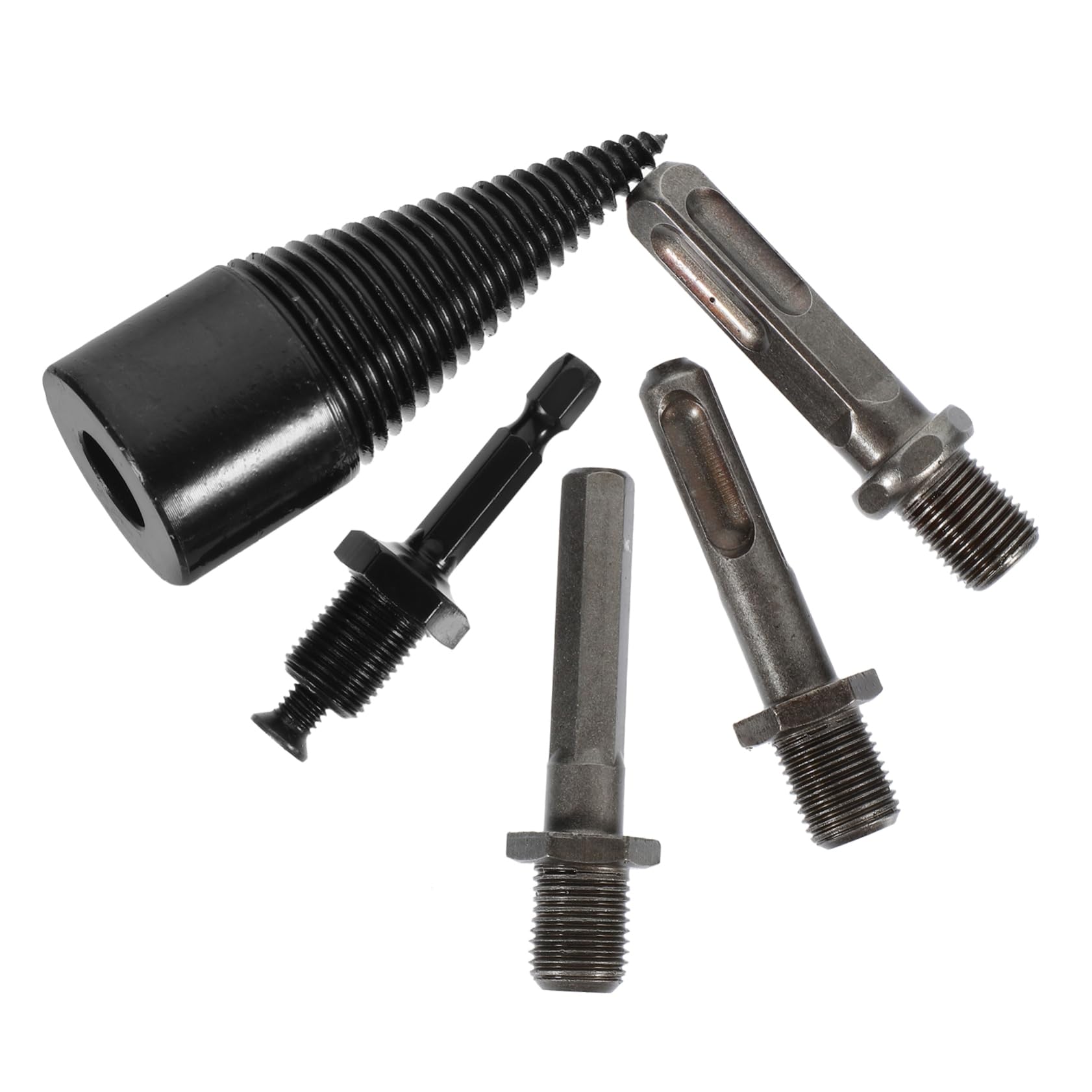 UPKOCH 3 Set Set Di Bit Trapano Legna Da Ardere Coni Per Punte Da Trapano Per Legno Punta Da Trapano Per Spaccalegna Coni Spaccalegna Acciaio Carbonio Black 5 Pezzi*3