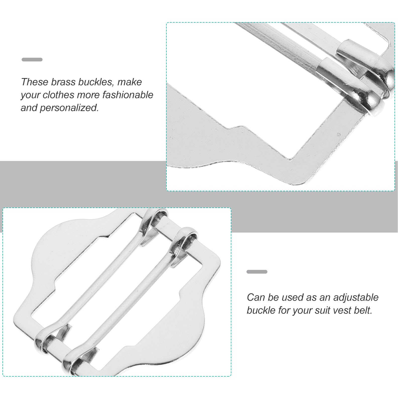 Boucles Réglables Fermeture Pratique Accessoires Solide et Élégants 10 Pièces en Laiton Argenté pour Vêtements et Vestes pour Gilets et Ceintures