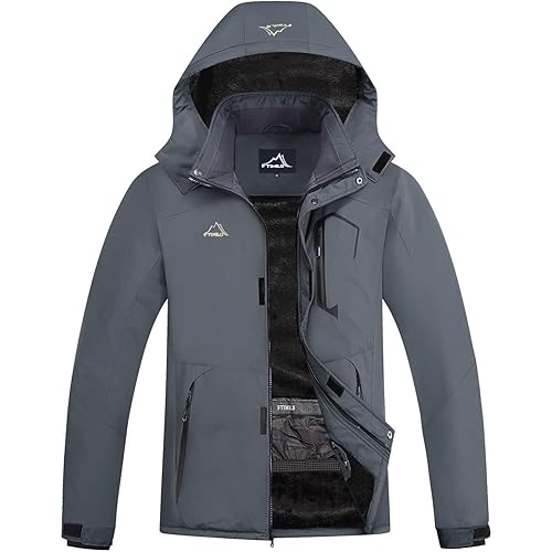 FTIMILD Men's Waterproof Ski Jacket Warm Winter Snow Coat With Detachable Hood