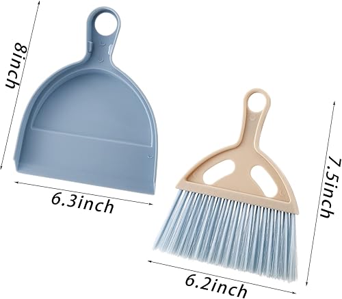 Miniatura 2 de SOUJOY Juego de 6 recogedores y cepillos pequeños, escoba batidora y bandeja para polvo con asa, escoba de limpieza pequeña para anidar, mini escoba
