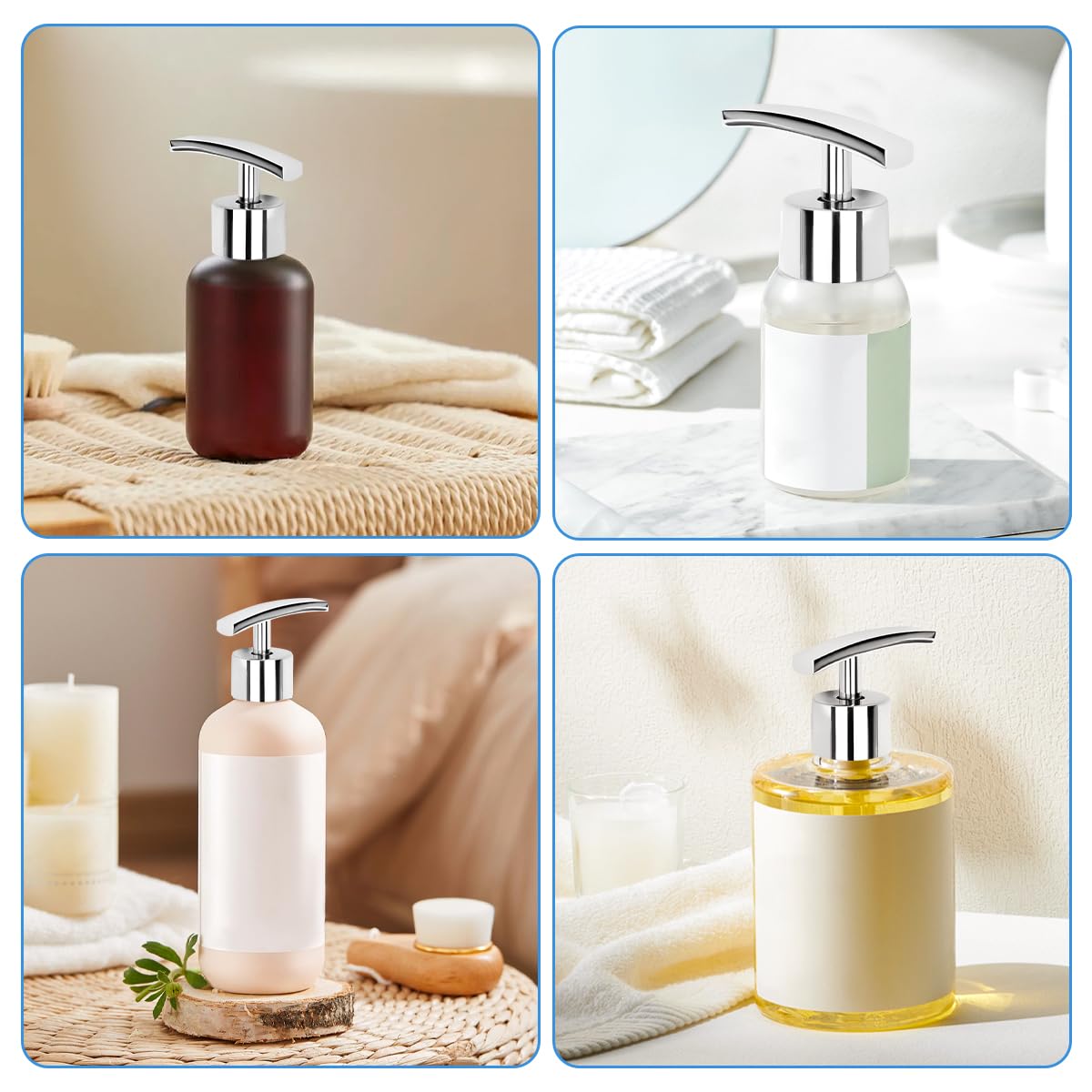 2 Pcs Pompa Dispenser di Sapone, Pompa di Ricambio 28 mm, Erogatore Sapone Liquido con Tubo Flessibile per Bagno Shampoo Doccia Gel