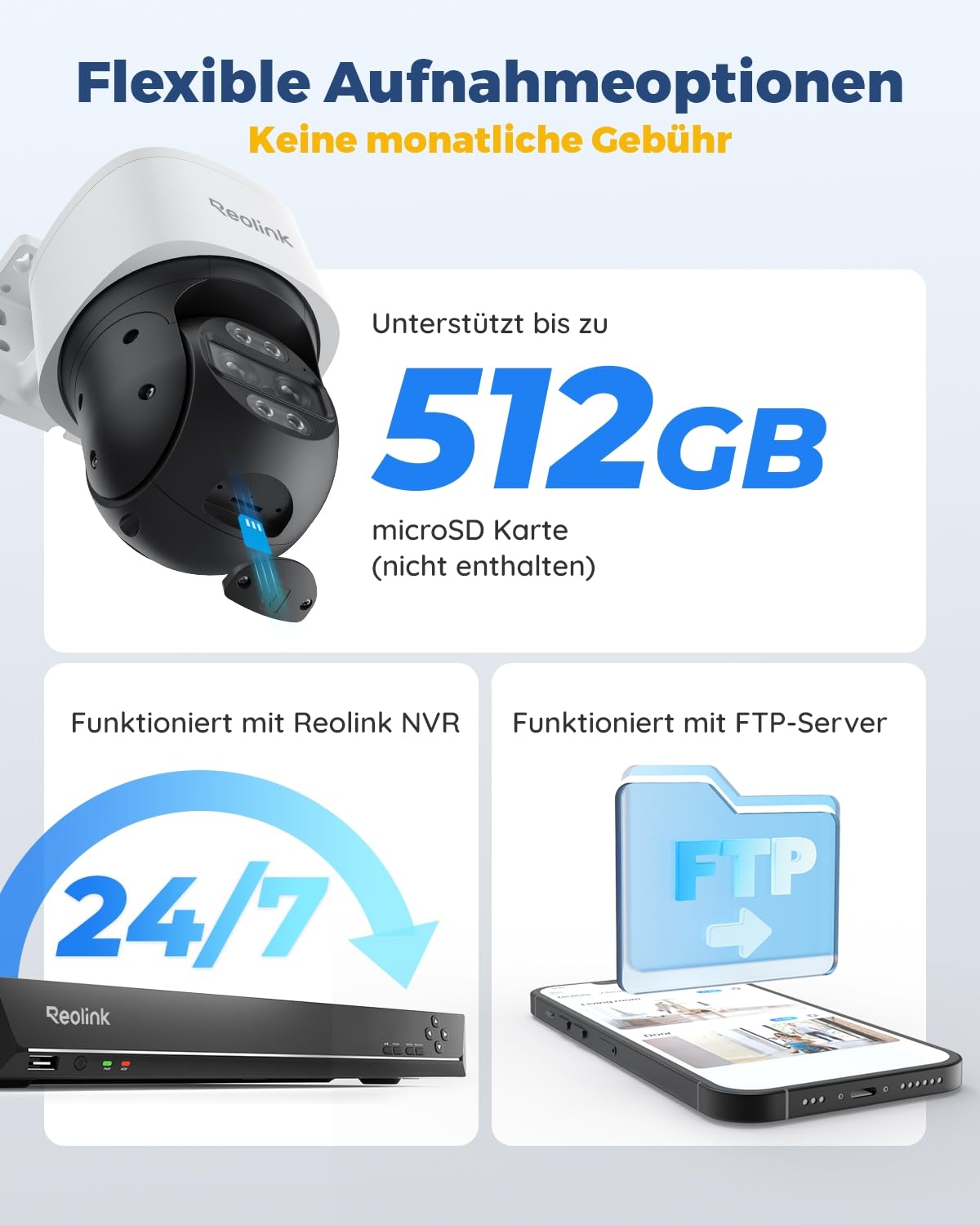 Reolink 4K 8MP PTZ PoE Überwachungskamera Außen mit Dual-Objektiv, 6X Hybridzoom, 355°/90° Schwenkbar, Auto-Tracking, Farbnachtsicht, Personen-/Fahrzeug-/Tiererkennung, 2-Wege-Audio, TrackMix PoE
