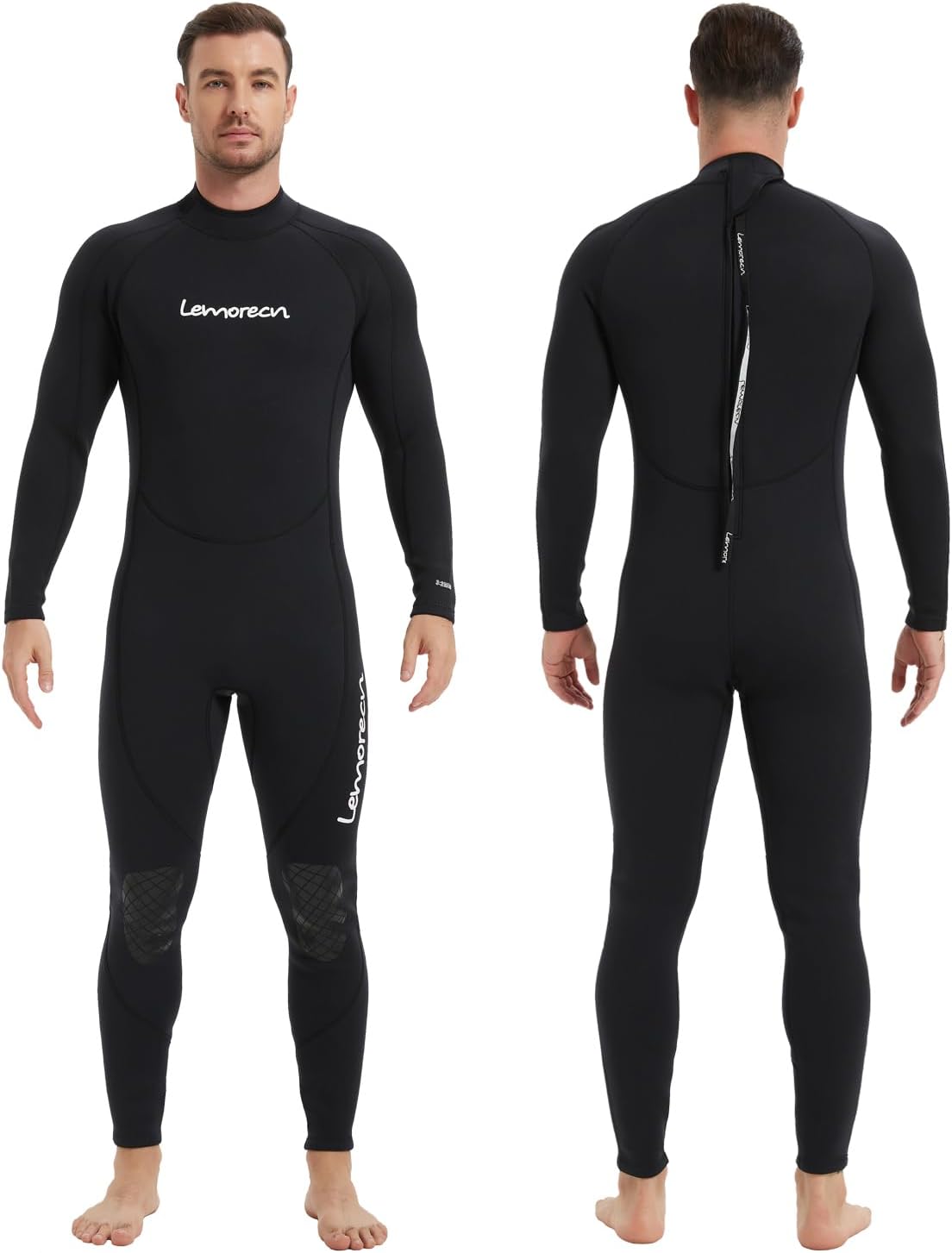 Lemorecn Men's Wetsuit 3/2mm and 5/4mm,Full Wetsuits for Men,Men‘s 3mm Full Wetsuit Front Zip for Diving Snorkeling Surfing Swimming
