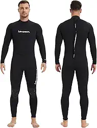 Lemorecn (16 tamanhos) Macacão masculino de neoprene de 3/2 mm e 5/4 mm para mergulho de corpo inteiro para homens