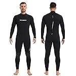Lemorecn Wetsuit Men 3/2mm Back Zip Full Wetsuits Black Blue(3031blackXXL)