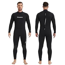 Lemorecn Wetsuit Men 3/2mm Back Zip Full Wetsuits Black Blue(3031blackXXL)