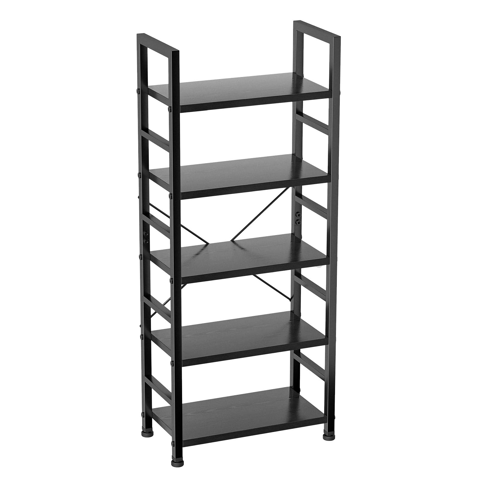 Ladderrek, boekenkast met 5 niveaus, vrijstaand rek, kantoorplank, staand rek, stabiel metalen frame, opbergrek voor woonkamer, slaapkamer, kantoor, werkkamer, industriële stijl, zwart Ladderrek, boekenkast met 5 niveaus, vrijstaand rek, kantoorplank, staand rek, stabiel metalen frame, opbergrek voor woonkamer, slaapkamer, kantoor, werkkamer, industriële stijl, zwart