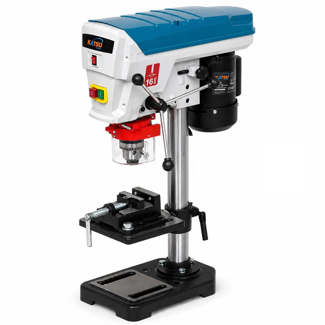 KATSU Tools 500W Heavy Duty Bench Pillar Drill Press, 16mm Chuck, 9 Speeds